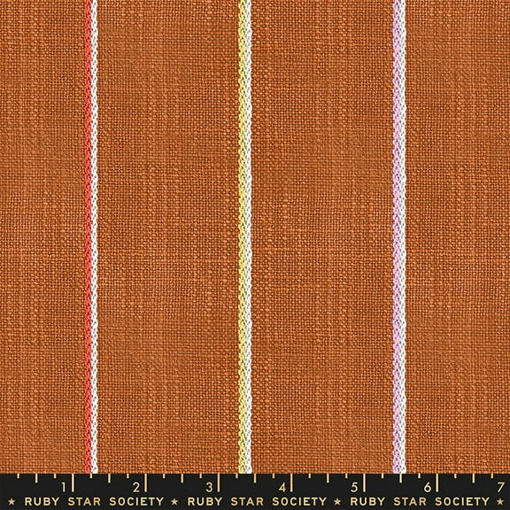 Saddle Rust Orange stripe woven cotton farbric - Ruby Star Society Sold by the Quarter Yard