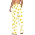 thumbnail image 6 of Cotton Mens PJ Pajama Pants Bottoms Waistband Sleepwear with Pockets Yellow Triangle, 6 of 7