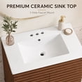 thumbnail image 3 of LUXEYARD 24-in Walnut Freestanding Bathroom Vanity Cabinet with Soft-Close Doors and Ceramic Sink, 3 of 8