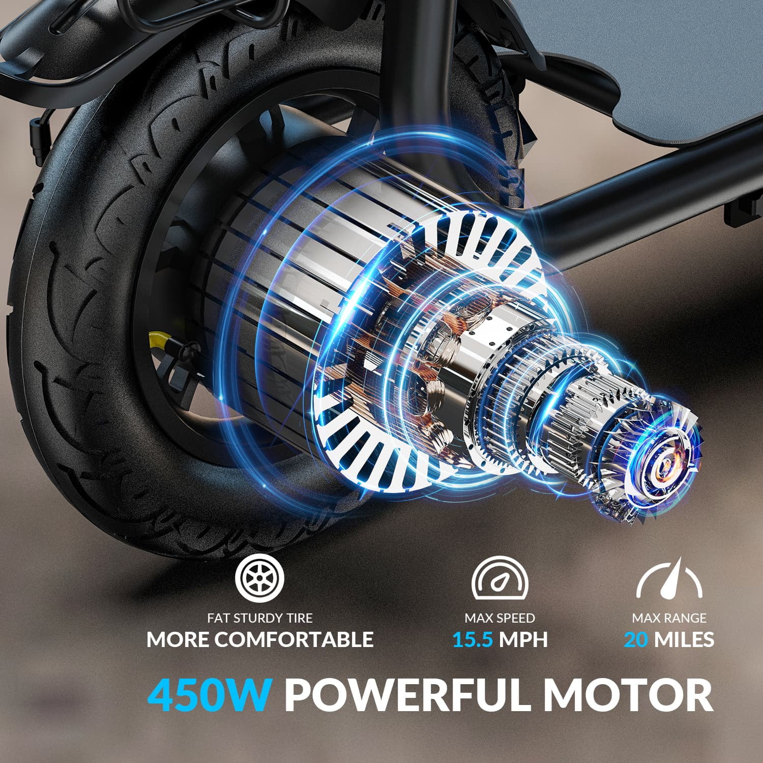 5TH WHEEL W18S 450W Motor Electric Scooter for Adults with Seat and Carry Basket, 36V 20Miles Range & 15.5Mph, 12" Foldable E Scooter for Commuting, UL 2272