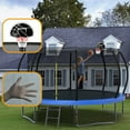 thumbnail image 3 of Aukfa 12FT Trampoline with Basketball Hoop for Kids, Outdoor Pumpkin Trampoline with Enclosure for Backyard - Blue, 3 of 8