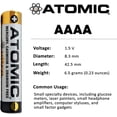 thumbnail image 2 of ATOMIC AAAA 1.5V LR61 E96 MN2500 AM6 Ultra Alkaline Battery (2 Pack), 2 of 7