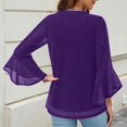 thumbnail image 4 of Holzkary 3/4 Length Sleeve Womens Tops Women's 3/4 Sleeve Blouses Shirts Sequin Shirt Casual Loose Fit Mesh Layered Tops Summer T Shirts Business Work Tee Top Purple Xxl, 4 of 7