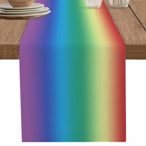 Rainbow Colored Table Runner 108 Inches Long for Dining Table Decor,Abstract Ombre Red Green Blue Purple Art Burlap Linen Farmhouse Table Runner Coffee Table Runners Dresser for Kitchen Party Holiday