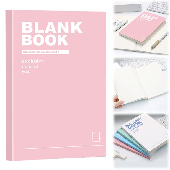 Under $5, A5 Blank Notebook, A5 Notebook 128 Pages, Horizontal Line Design with Thick Paper for Professional Writing, A5 Plain Notebook, Pink by Goohae