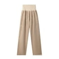 thumbnail image 5 of Fiaer Maternity Pajamas Pants Plus Size Warm Pregnancy Pants High Waisted Loungewear Wide Leg Trousers Khaki L, 5 of 5