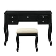 thumbnail image 2 of Poundex Furniture Wood Vanity Set with Stool and Mirror in Black, 2 of 12