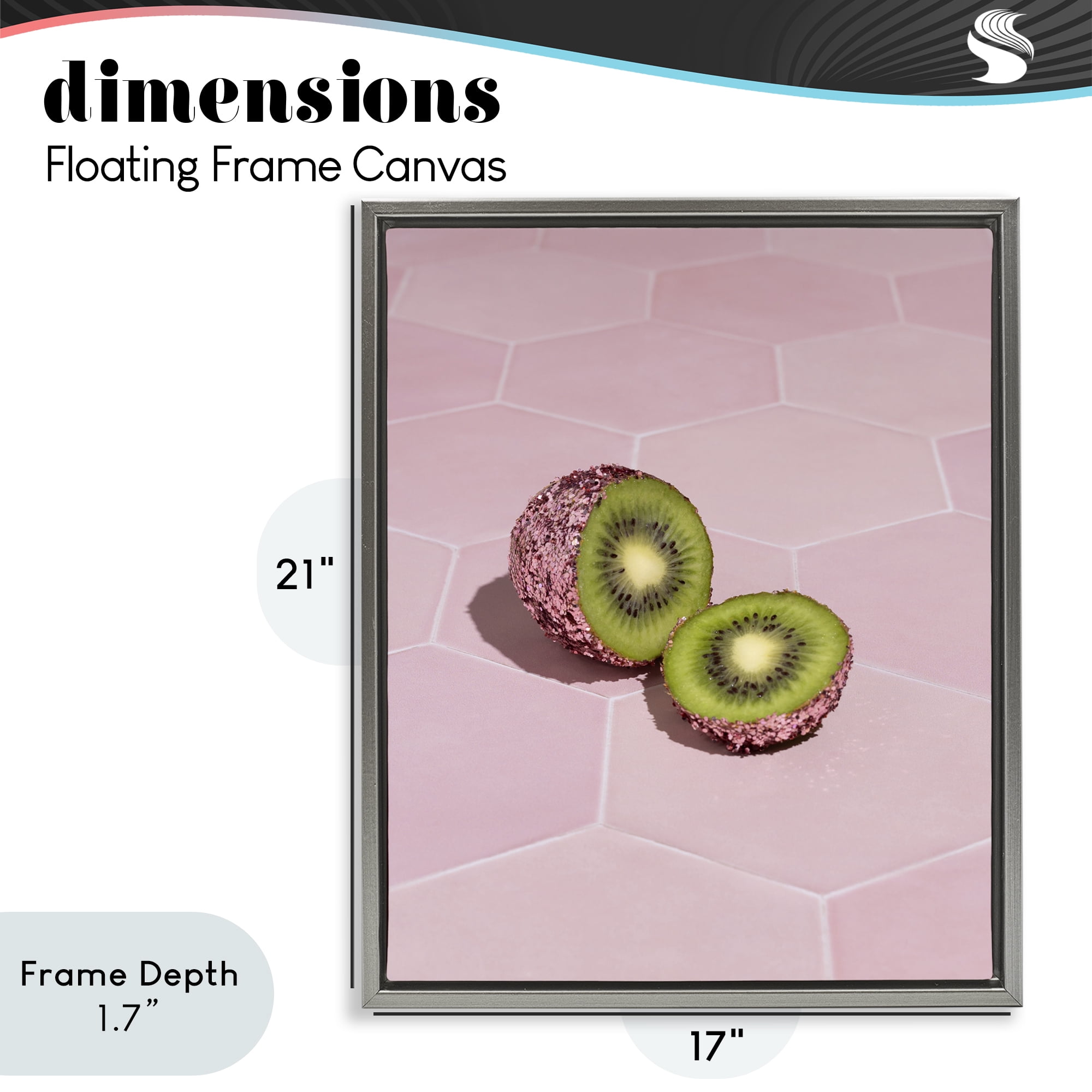 Stupell Industries Pink Glimmer Kiwi Gray Framed Floater Canvas Wall Art, design by LISH Creative