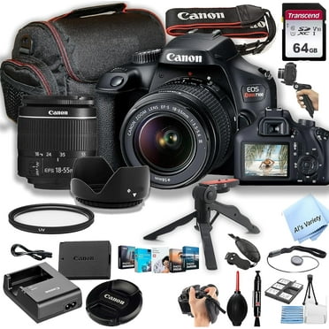 Canon Rebel T100 / EOS 4000D DSLR Camera with EF-S 18-55mm Zoom Lens, 18MP, 64GB Memory and More