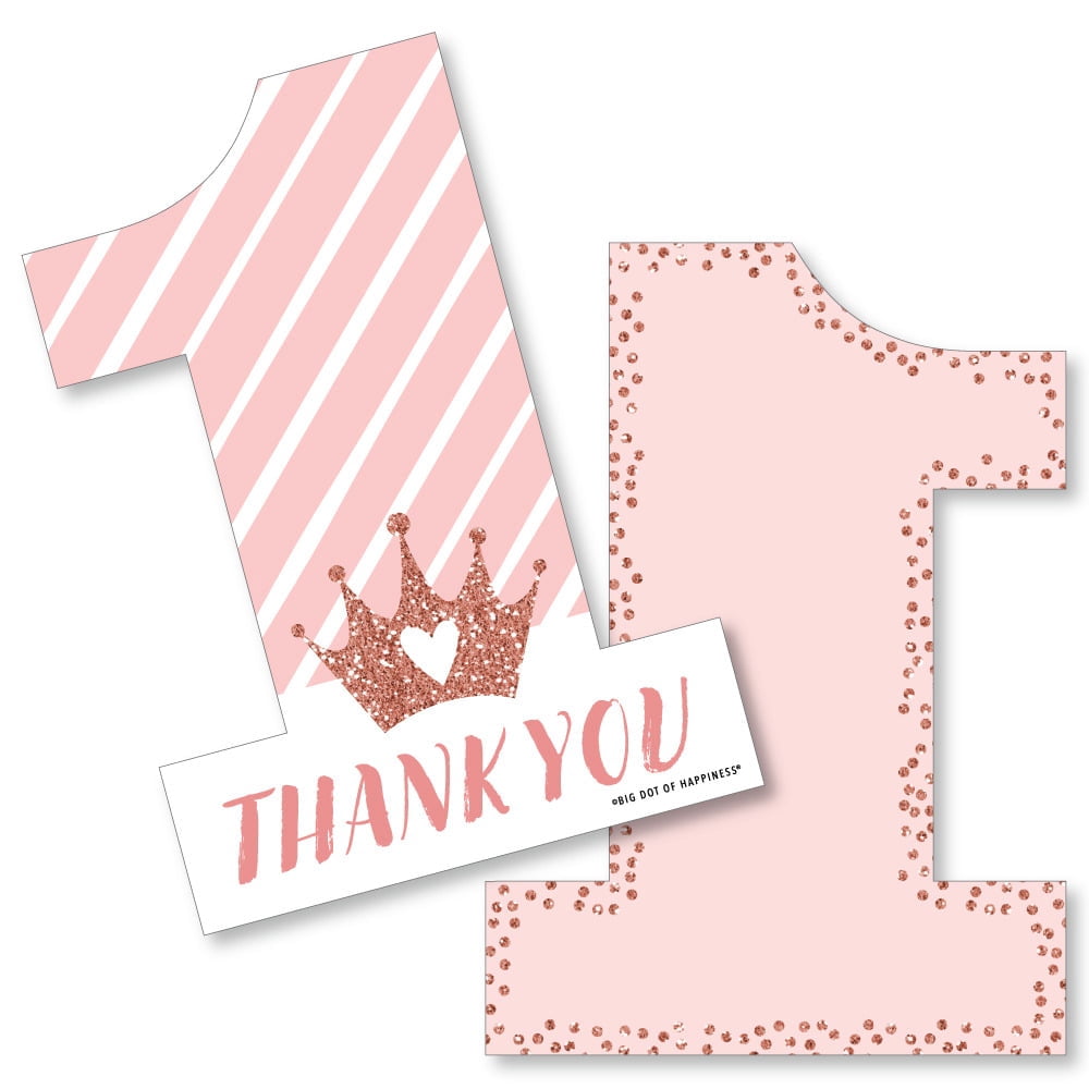 1st Birthday Little Miss Onederful Shaped Thank You Cards Girl