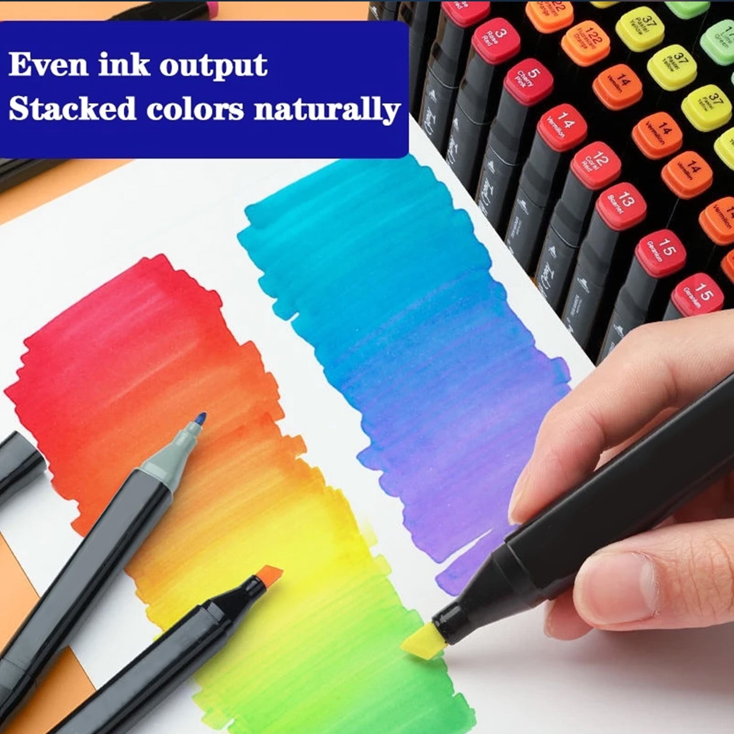 222-Piece Dual Tip Permanent Art Marker Set, 120 Markers + 102 Gel Refills, Drawing, Sketching & Coloring Pens for Artists & Students