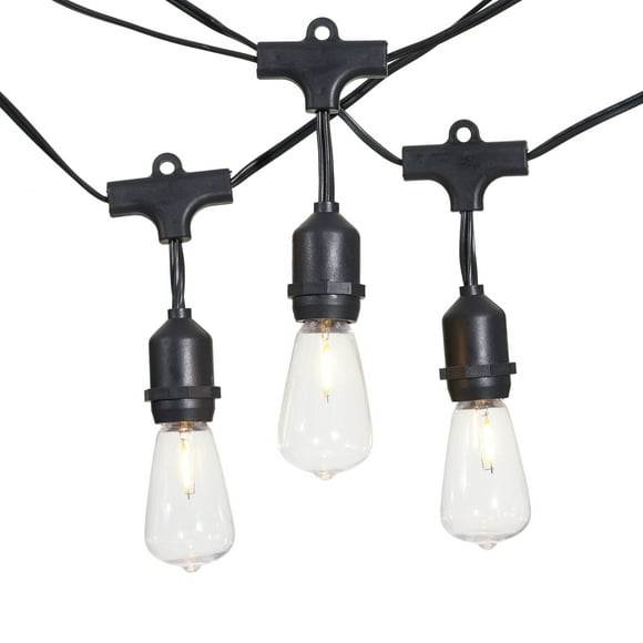 Better Homes & Gardens 15-Count Shatterproof Edison Bulb Outdoor String Lights with Black Wire