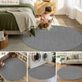 thumbnail image 6 of Dark Gray 5ft Round Rug, Farmhouse Burlap Solid Grey Color Modern Linen Texture Non-Skid Rubber Backing Large Area Rugs - Living Room Bedroom Home Office, Indoor Floor Mat Carpets Washable Rug, 6 of 9