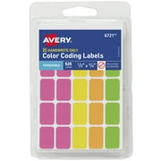Avery Removable Labels, 1/2" x 3/4", Neon, Handwrite, Non-Printable, 525 Total (6721)