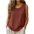 thumbnail image 2 of IYYVV Linen Tank Tops for Women Summer 2026 Casual Sleeveless Cotton Shirts Ruched Comfy Loose Fit Lightweight Gauze Cami 2026 Brown M, 2 of 6