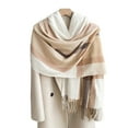 thumbnail image 2 of FNGZ 1* Scarf, Khaki Scarf, Ladies' Autumn And Winter Warm Fringed Plaid Scarves College Style Colorful Imitation Shawls Medium Length Scarves, 2 of 4