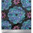 thumbnail image 1 of Soimoi Gray Poly Georgette Fabric Blue Mandala Fabric Prints By Yard 42 Inch Wide, 1 of 3