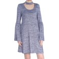 thumbnail image 2 of KENSIE Womens Blue Lace Ruched Kimono Sleeve Crew Neck Sweater XL, 2 of 3