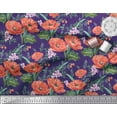 thumbnail image 2 of Soimoi Purple Silk Fabric Leaves & Floral Print Fabric by the Yard 42 Inch Wide, 2 of 3
