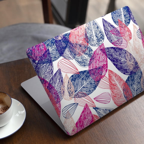 DesignSkinz Seamless Pink & Blue Color Leaves Full-Body Skin Decal Wrap Cover for MacBook 12" Retina (A1534)