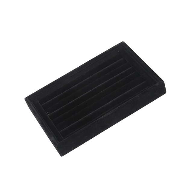 kurtrusly Stackable Jewelry Tray Multipurpose Portable Velvet for Rings Earring Bangle Flannel Black 227x146x31mm 1Set