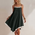 thumbnail image 4 of Tqcoqu Women's Asymmetrical Summer Linen Dress,Spaghetti Strap Lace Trim Bohemian Sleeveless Loose Vacation Beach Dresses,Dark Gray Women's S-XXL, 4 of 7