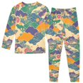 thumbnail image 2 of FORMRS Long Sleeve Top and Pants Pajama Set for Niños 2-Piece Sleepwear, Sizes 18M-8Y, Beige Floral Wave, 2 of 6