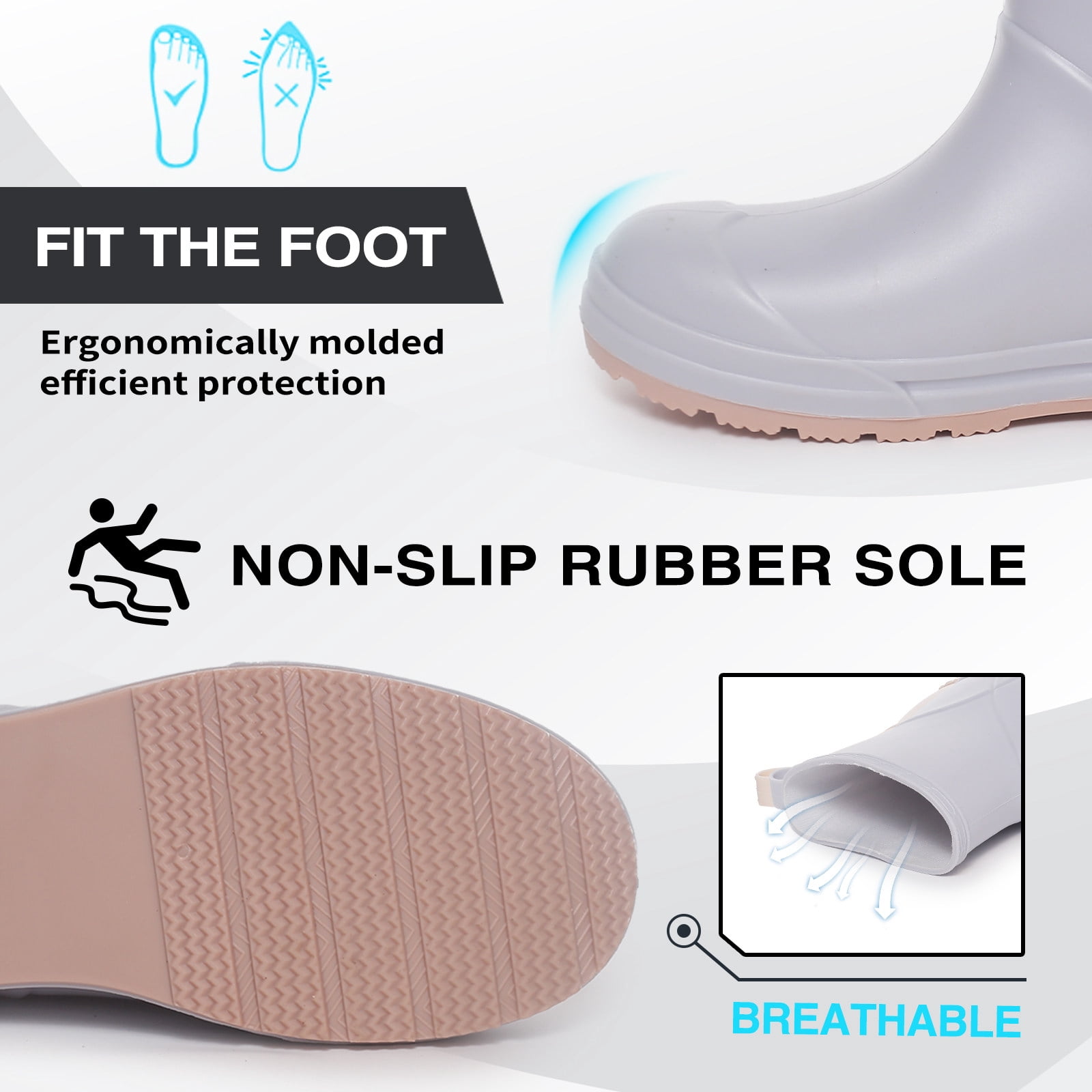 Lcamaw Rain Boots for Women & Men, Lightweight Waterproof Short Rubber Boots, Anti-Slip Mud Garden Boots Chelsea Ankle Rain Boots with Comfortable Insoles for Outdoor Work