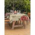 thumbnail image 4 of 52x70 Inch Outdoor Tablecloth with Umbrella Hole Zipper Rectangle Eiffel Tower Rectangular Tablecloths Waterproof Rustic Butterfly Botanical Rose Flowers Brown Patio Table Cloth Cover for Picnic, 4 of 8