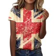 thumbnail image 1 of TSADFHJI Hauts pour Femmes Manches Longues Mode Automne Blouses pour Femmes Col Rond Manches Courtes T-Shirts de Vacances d'Été Imprimé Floral Blouses Grande Taille TG Rouge Melon D\'eau, 1 of 5
