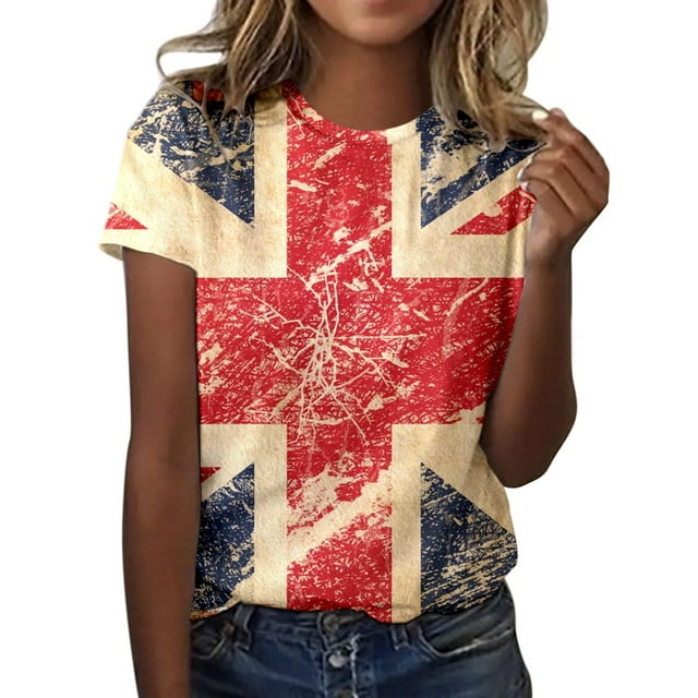 TSADFHJI Hauts pour Femmes Manches Longues Mode Automne Blouses pour Femmes Col Rond Manches Courtes T-Shirts de Vacances d'Été Imprimé Floral Blouses Grande Taille TG Rouge Melon D\'eau