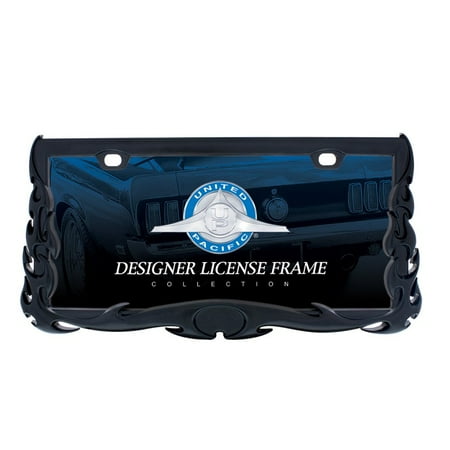 Paint Tribal Flames - Matte Black Tribal Metal Flame License Plate Tag Frame Holder Car Truck