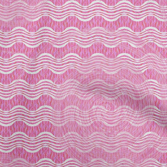 oneOone Georgette Viscose Pink Fabric Stripes Wave Quilting Supplies Print Sewing Fabric By The Yard 42 Inch Wide