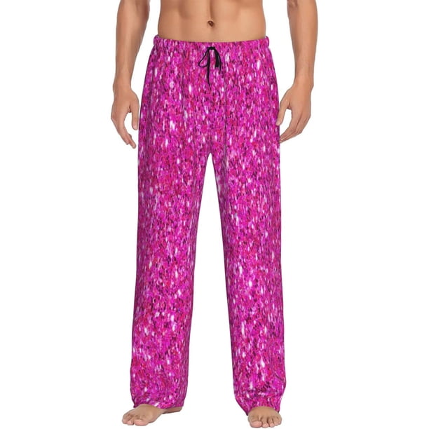 Fotbe Rose Red Glitter Pantalones de Pijama para Hombre, Pantalones de Dormir, Pantalones de Casa con Cintura Ajustable y Bolsillos-X-Large