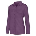 thumbnail image 5 of Womens Button Down Shirts Dressy Casual Solid Lapel Collar Long Sleeved Blouses Trendy Classic Fit Business Work Tops with Pockets, 5 of 9