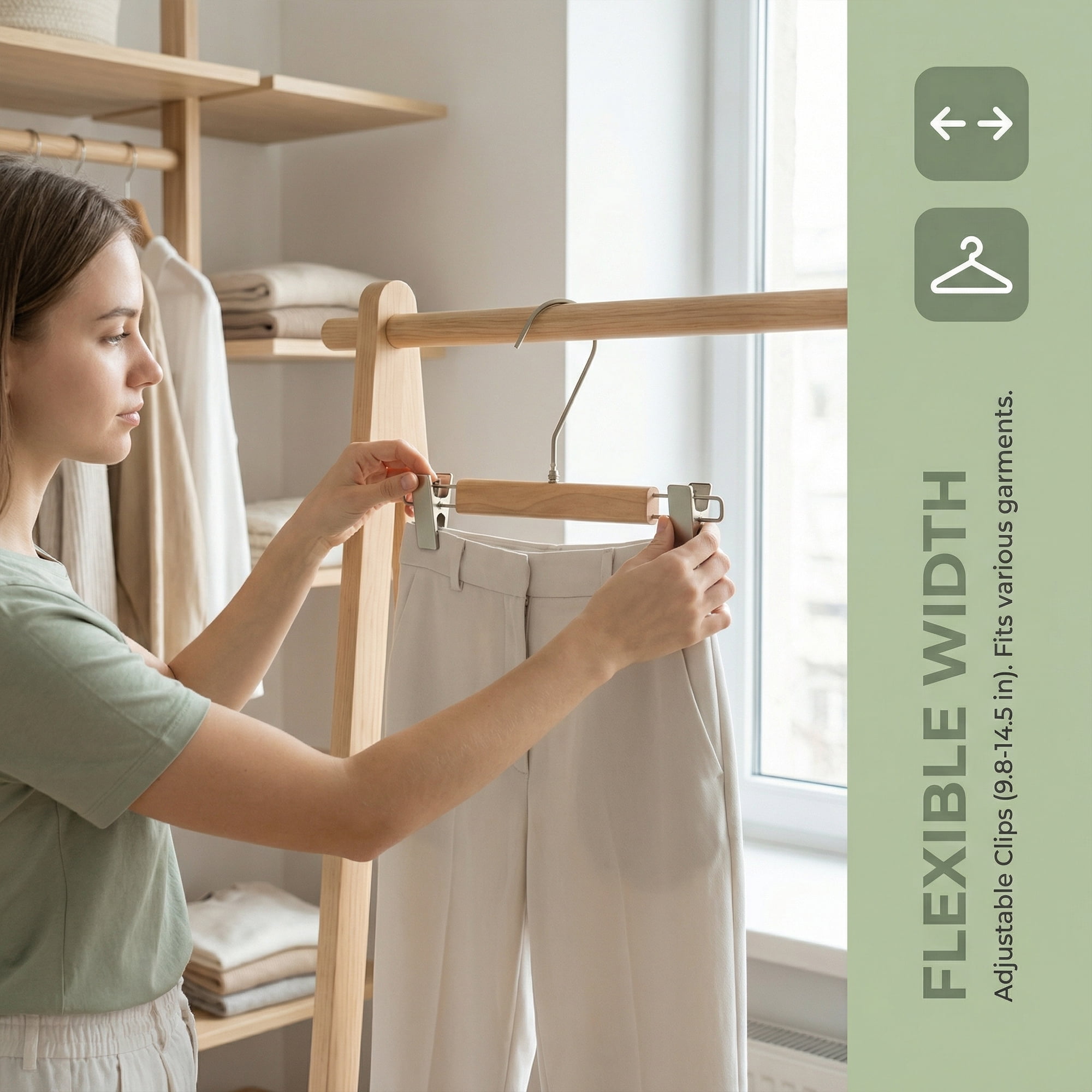 Unique Bargains 2Pcs Wood Nonslip Space Saving Clothes Hangers Natural 12.6inch