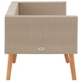 thumbnail image 4 of Outdoor Sofa, Beige Rattan, Gray Fabric Cushions, Brown Wood, 65 Inch, 4 of 6