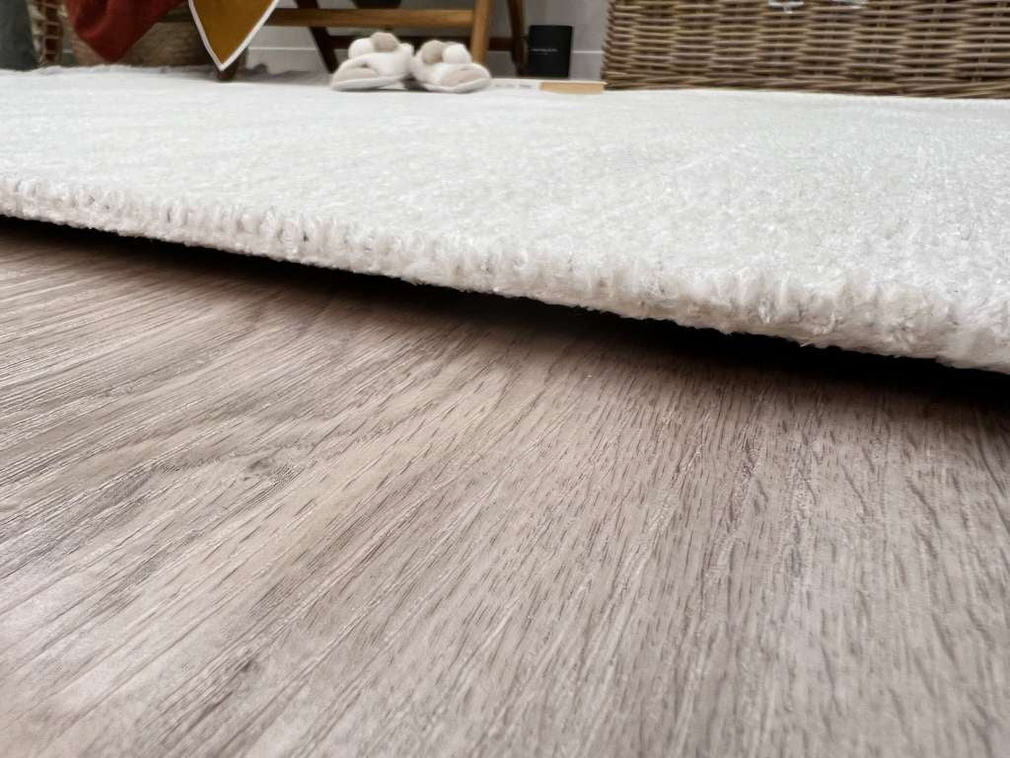 Alfa Rich 4x6 White Area Rugs for Living Room Bedroom Kitchen Decor Cotton Washable Pet Friendly