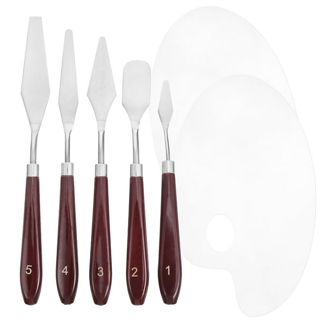 Shisuyan 1 Set Oval Painting Color Board Pigment Tray DIY Art Painting Board with Scraper