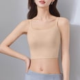 thumbnail image 5 of Huowey Women Tank Top Camisole Solid Color Basic Scoop Neck Padded Sleeveless Spaghetti Strap Slim Fit Soft Trendy Relaxed Casual Yoga Summer Tunic Cami Crop Top,Beige,L, 5 of 7