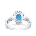 thumbnail image 3 of Halo Oval Infinity Shank Ring Lab Created Blue Opal 925 Sterling Silver Size 10, 3 of 6