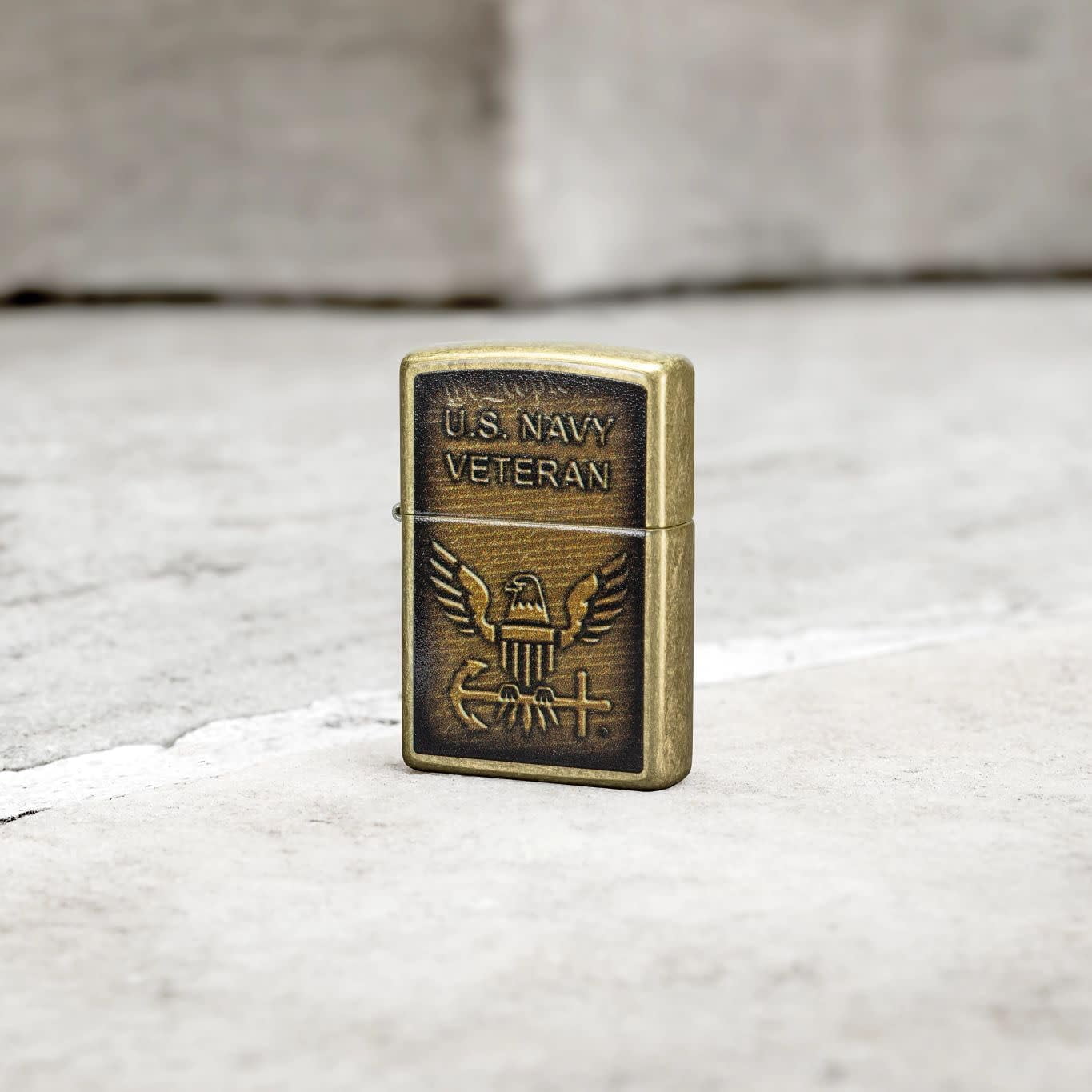 Zippo - Customized Message on United States NavyÂ® Street Brass Pocket 46489