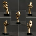 thumbnail image 3 of Nordic Statue Abstract Resin Desktop Ornaments Sculpture Figurines Face Character Art Crafts Office Home Decoration A Resin Gold, 3 of 6
