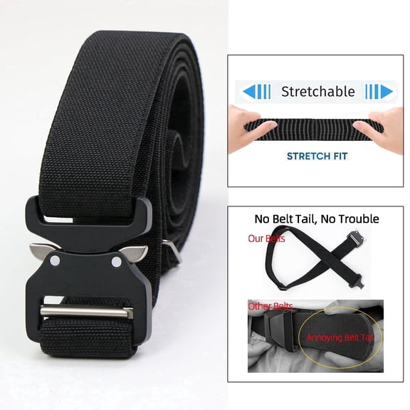 Dutrong Belt for Men with Stretch,1.5" Elastic Nylon High Quality Strap, Hiking Rigger Work l Belt with Heavy Duty Quick Release Buckle