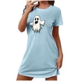 thumbnail image 3 of Pyjamas d'Halloween pour Femmes, Grande Taille, Robe de Nuit Courte avec Imprimé Poitrine, Col Rond et Manches Courtes, Tissu Doux pour un Sommeil Confortable et Tenue Décontractée, 3 of 3