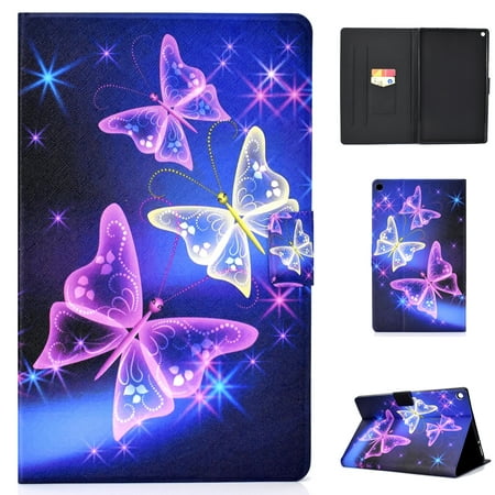 Kindle Fire HD 10.1-inch 2015/ 2017 Case, Allytech Smart Folio Stand Wallet Shell Cover with Auto Sleep Wake for Amazon Kindle Fire HD 10 (5th/ 7th Generation, 2015/ 2017 Release), Sparkle Butterfly