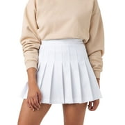 Womens Girl High Waisted Pleated Tennis Skirt School A-Line Skater Skirts with Lining Shorts