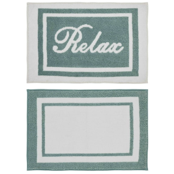 Chesapeake MF Relax Aqua-White 2pc Bath Set (21" x 34" & 21" x 34")