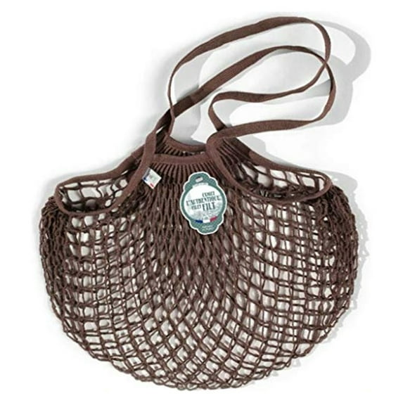 The French Filt Le Fillet Shoulder Carrying Cotton Shopping Bag – Medium - Brown (Set of 2)