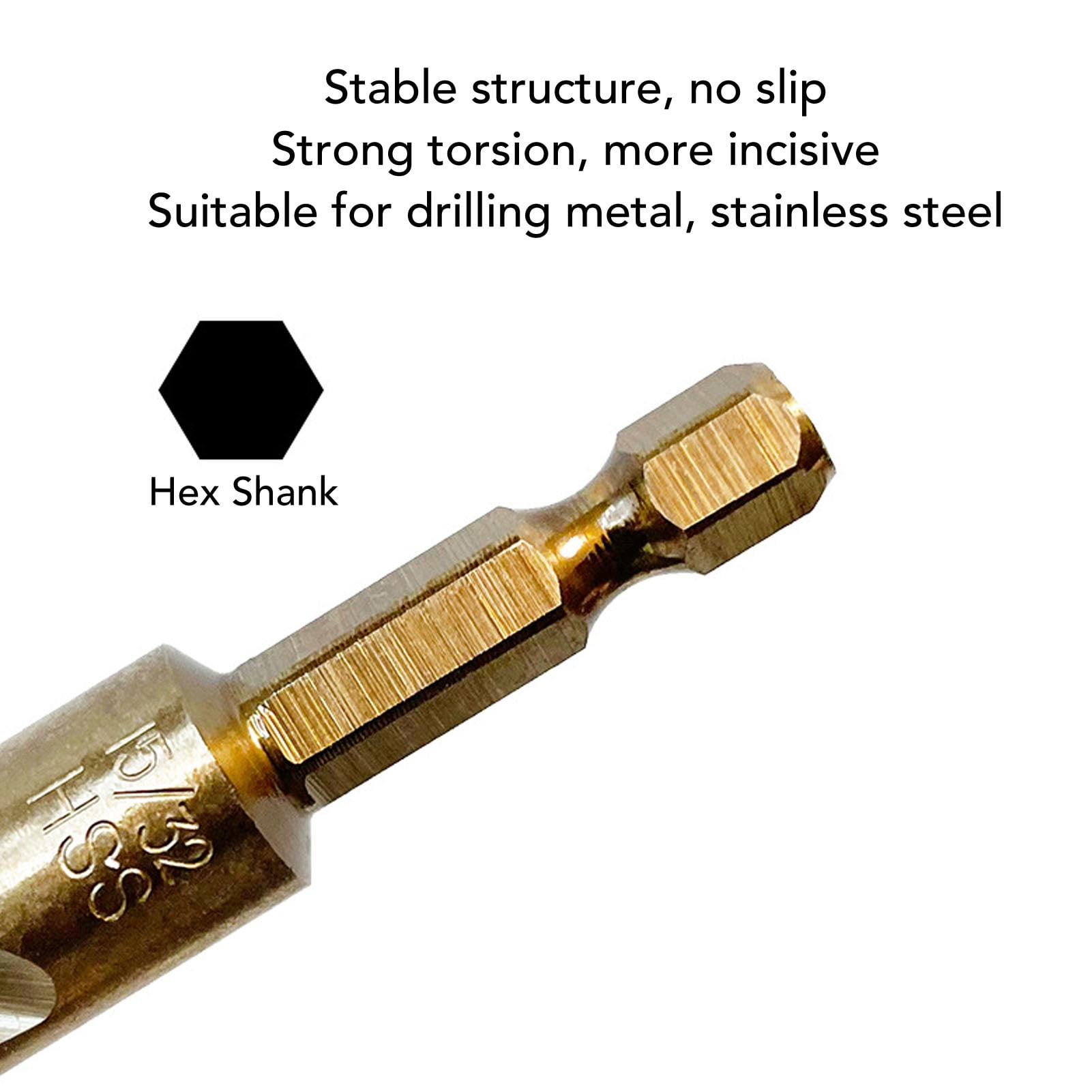 YAHHU 39-Piece Twist Drill Bit Set Ti Coated HSS 1/4 Inch Hex Shank 5/64 to 1/2 Inches (1.98-12.7 mm) Impact Bits with Limit Rings and Storage Box for Wood Metal Plastic